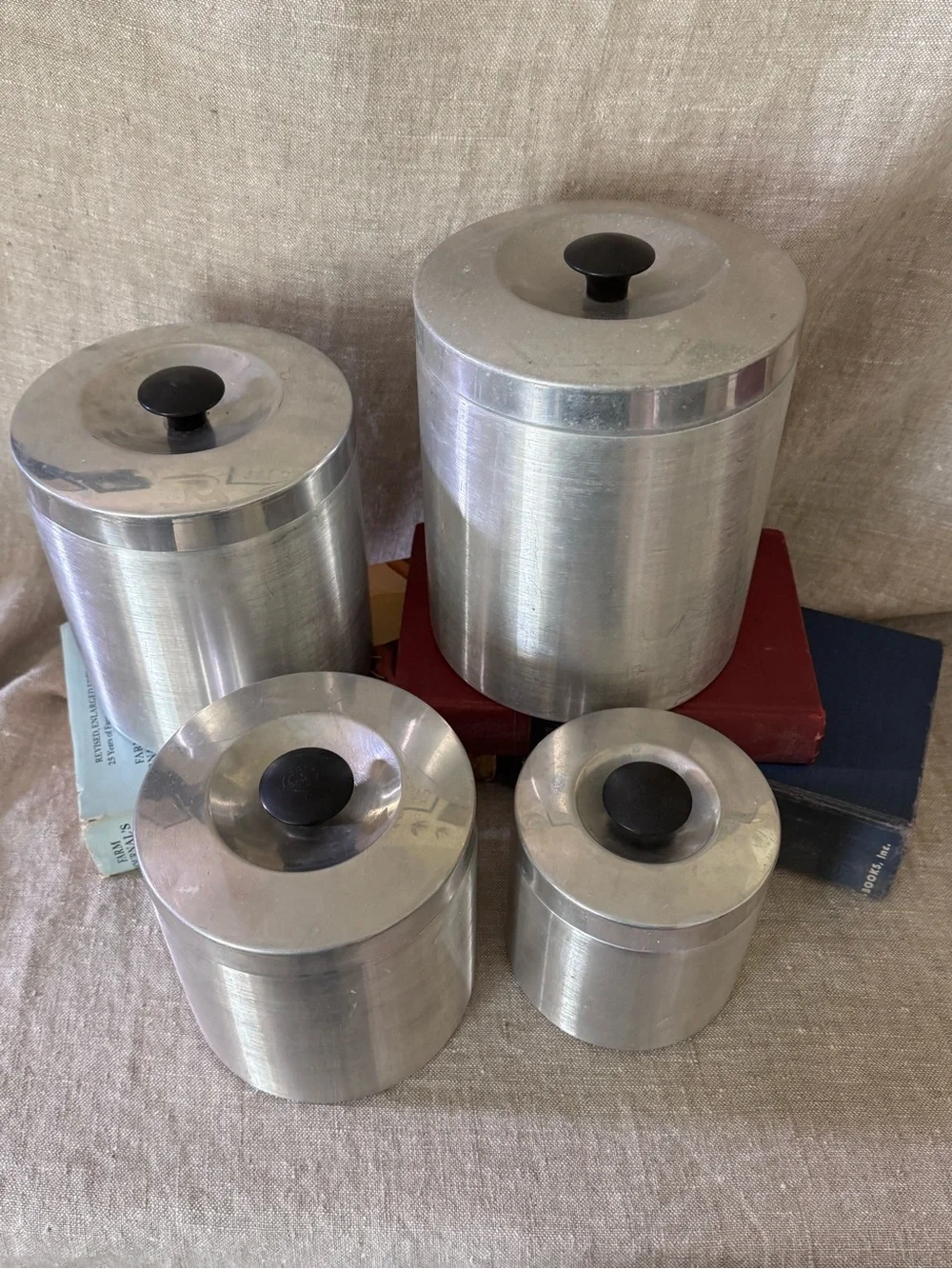 Vintage 1950s Spun Aluminum Nesting Canister Set